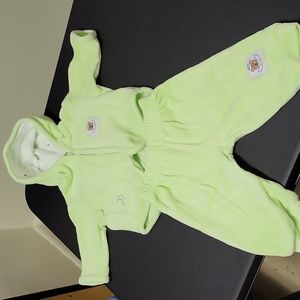 Peek-A-Babe Lt Green Velour 2 Piece Hooded Outfit